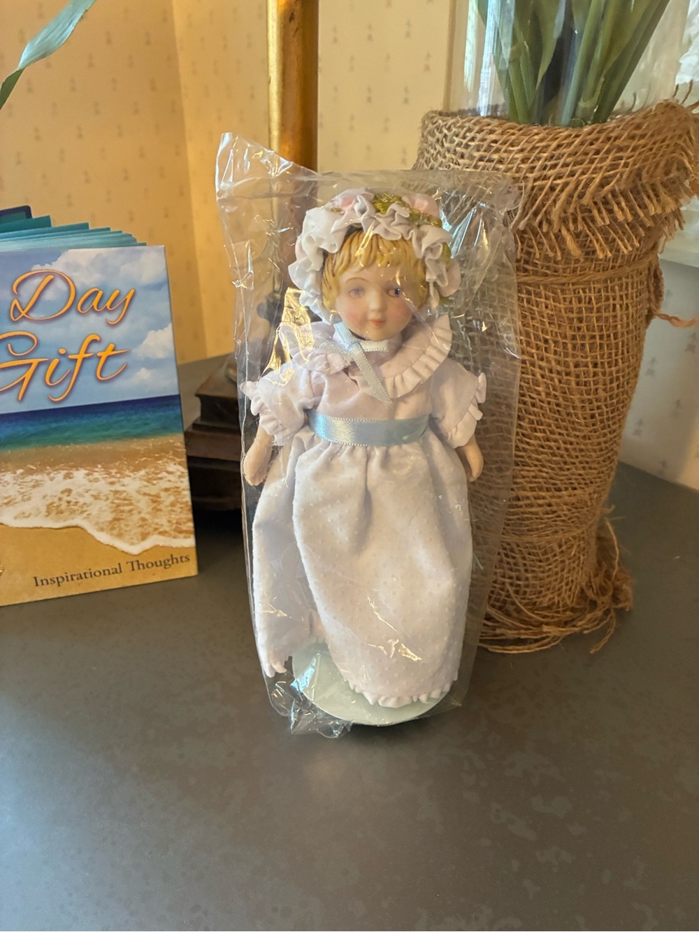 AVON, Kate Greenaway, NEW IN PACKAGE Victorian porcelain collector doll on stand